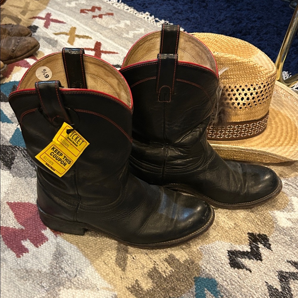 Black Leather BRAHMA cowboy boots